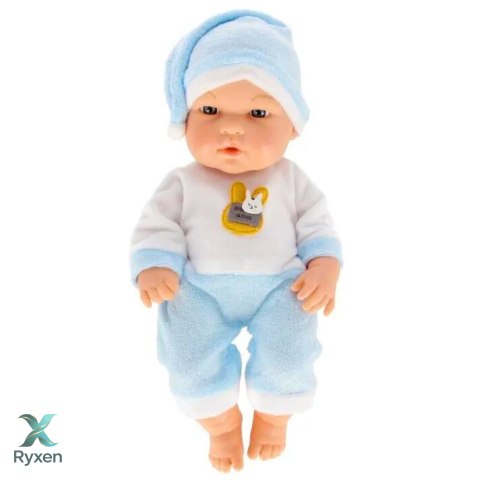 Lalka Bobas W Niebieskiej Piżamce Czapeczka Ruchome Rączki Nóżki 30cm LEAN TOYS