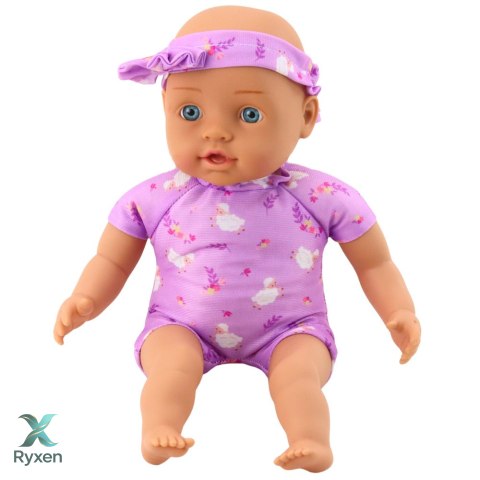 Lalka Niemowlę w Fioletowym Body Miękki Brzuszek Opaska Z Kokardką 31 cm LEAN TOYS