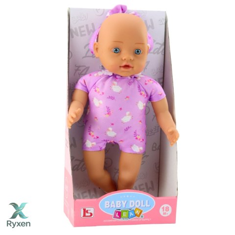 Lalka Niemowlę w Fioletowym Body Miękki Brzuszek Opaska Z Kokardką 31 cm LEAN TOYS