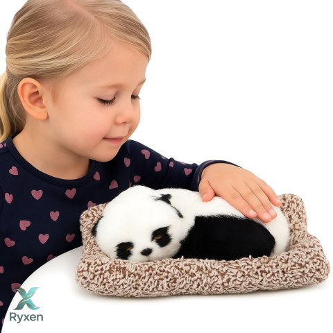 Śpiąca Panda Na Poduszce Figurka z Futerkiem Przeźroczysta Torba LEAN TOYS