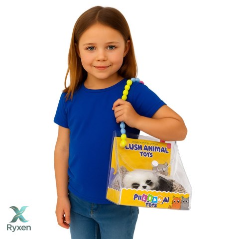 Śpiąca Panda Na Poduszce Figurka z Futerkiem Przeźroczysta Torba LEAN TOYS