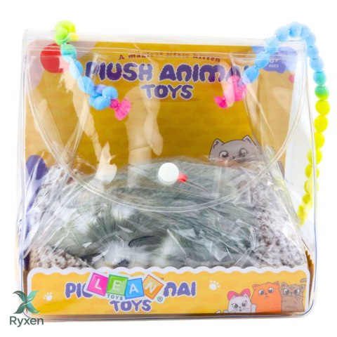Śpiący Pies Husky Na Poduszce Figurka z Futerkiem Torba Dźwięki LEAN TOYS