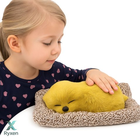 Śpiący Pies Labrador Na Poduszce Figurka z Futerkiem Torba Dźwięki LEAN TOYS