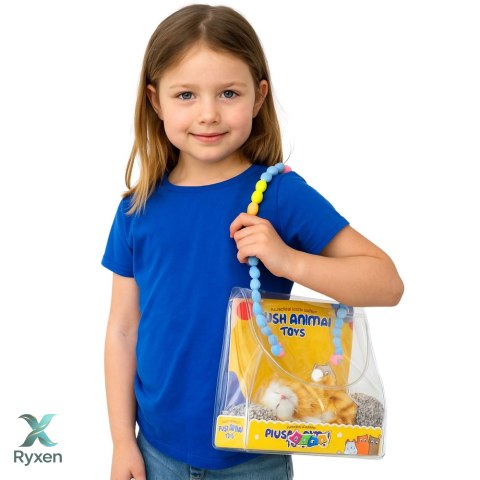 Śpiący Rudy Kot Na Poduszce Figurka z Futerkiem Torba Dźwięki LEAN TOYS