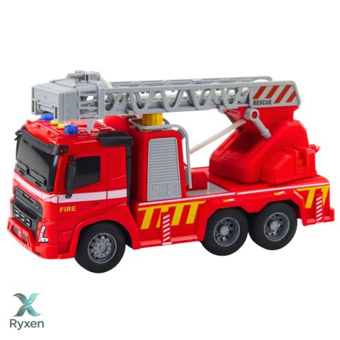 Wóz Strażacki Straż Pożarna Drabina Światła Dźwięki Rozpylanie Wody 1:16 LEAN TOYS