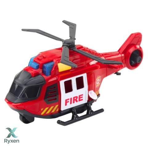 Zestaw Helikopter Samochód Strażacki Straż Pożarna Światła Dźwięki LEAN TOYS