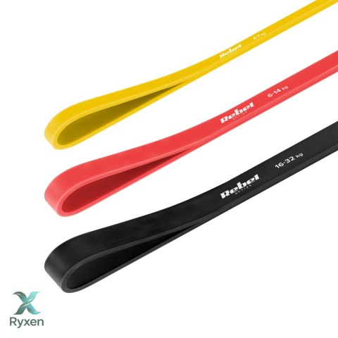Zestaw gum do ćwiczeń TPE - Power Band PT-S3, 4-32 kg, 3 gumy TPE, REBEL ACTIVE Rebel