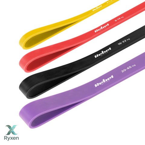Zestaw gum do ćwiczeń TPE - Power Band PT-S7, 4-82 kg, 7 gum TPE, REBEL ACTIVE Rebel