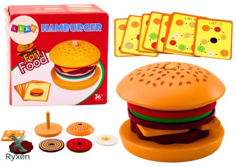 Hamburger Drewniany 8 El Karty Z Przepisami 10 Szt LEAN TOYS