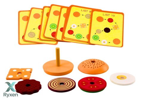 Hamburger Drewniany 8 El Karty Z Przepisami 10 Szt LEAN TOYS