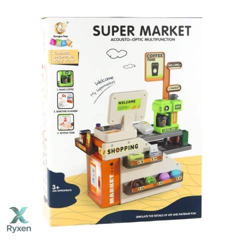 Kasa Fiskalna Sklepowa Kawiarnia Akcesoria Światła Dźwięki 70 el. LEAN TOYS