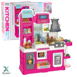 Kuchnia Dla Dzieci Obieg Wody Zmiana Koloru Żywności Para Różowa 64 el. LEAN TOYS