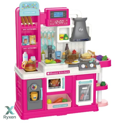 Kuchnia Dla Dzieci Obieg Wody Zmiana Koloru Żywności Para Różowa 64 el. LEAN TOYS