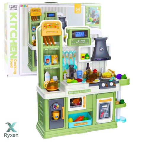 Kuchnia Dla Dzieci Obieg Wody Zmiana Koloru Żywności Para Zielona 64 el. LEAN TOYS