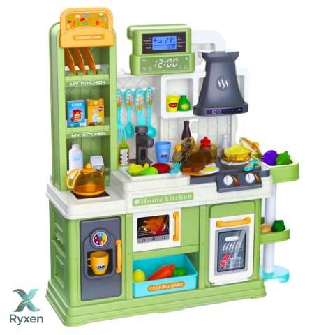 Kuchnia Dla Dzieci Obieg Wody Zmiana Koloru Żywności Para Zielona 64 el. LEAN TOYS