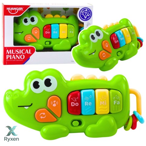 Muzyczne Pianinko Interaktywne Dla Malucha Krokodyl Koraliki Zielony LEAN TOYS