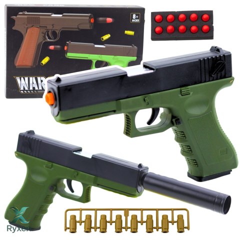 Pistolet Zabawkowy Naboje Piankowe Amunicja Łuski Zielony LEAN TOYS