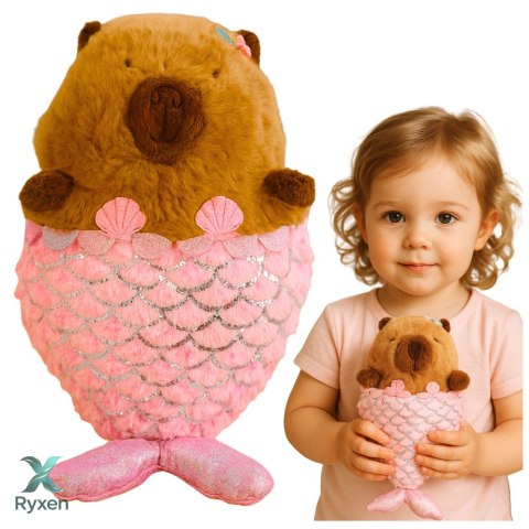 Pluszowa Maskotka Przytulanka Kapibara Syrenka Różowa 28cm LEAN TOYS