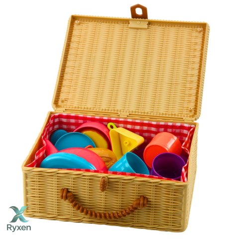 Zestaw Do Herbaty w Koszyku Filiżanki Talerzyki Słodkości 23 el. LEAN TOYS