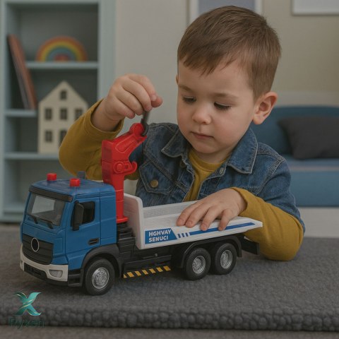Ciężarówka Laweta Z Holownikiem Metalowa Kabina Światła Dźwięki LEAN TOYS