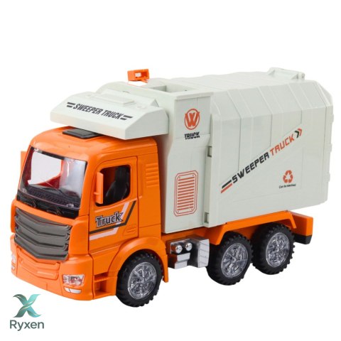 Ciężarówka Śmieciarka Miejska Światła Dźwięki Pomarańczowa LEAN TOYS