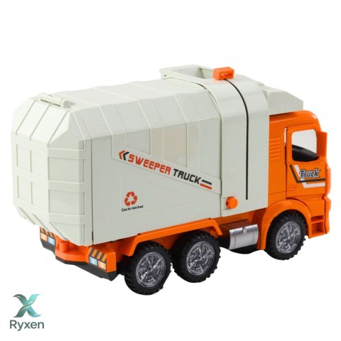 Ciężarówka Śmieciarka Miejska Światła Dźwięki Pomarańczowa LEAN TOYS
