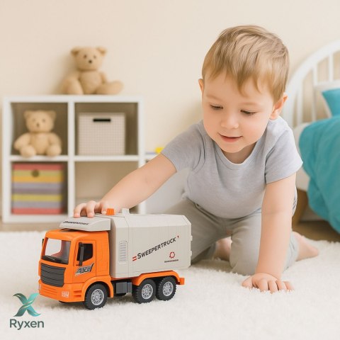 Ciężarówka Śmieciarka Miejska Światła Dźwięki Pomarańczowa LEAN TOYS