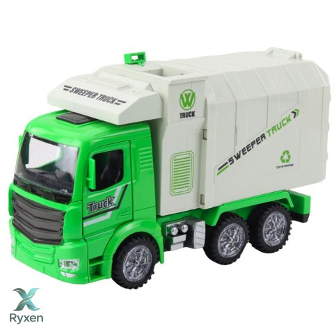 Ciężarówka Śmieciarka Miejska Światła Dźwięki Zielona LEAN TOYS