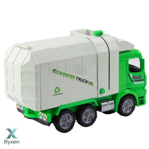 Ciężarówka Śmieciarka Miejska Światła Dźwięki Zielona LEAN TOYS