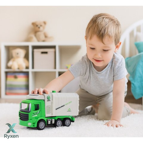 Ciężarówka Śmieciarka Miejska Światła Dźwięki Zielona LEAN TOYS
