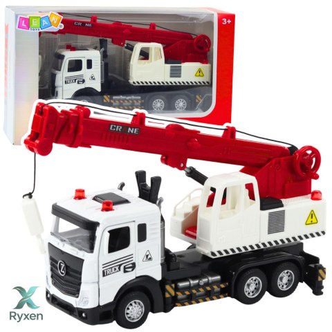 Ciężarówka Z Dźwigiem Metalowa Kabina Regulowany Wysięgnik Światła Dźwięki LEAN TOYS