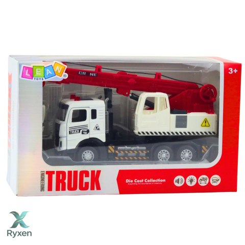 Ciężarówka Z Dźwigiem Metalowa Kabina Regulowany Wysięgnik Światła Dźwięki LEAN TOYS