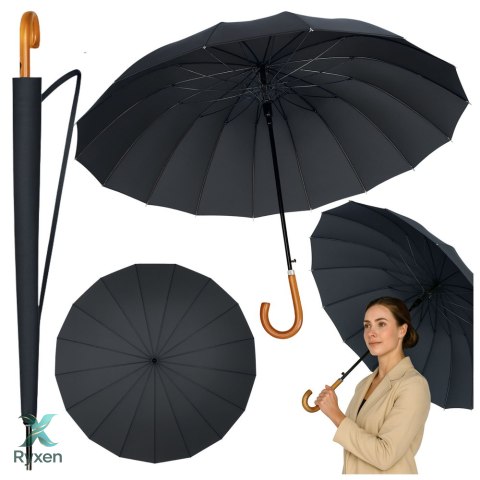 Duży Parasol Automatyczny Pokrowiec Na Ramię 24-Żeberkowy Czarny 115 cm LEAN