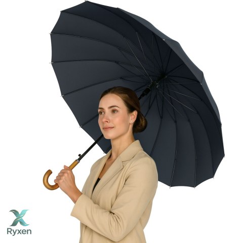 Duży Parasol Automatyczny Pokrowiec Na Ramię 24-Żeberkowy Czarny 115 cm LEAN