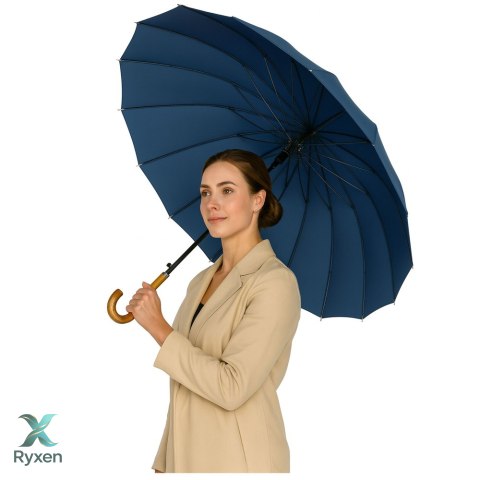 Duży Parasol Automatyczny Pokrowiec Na Ramię 24-Żeberkowy Granatowy 115 cm LEAN