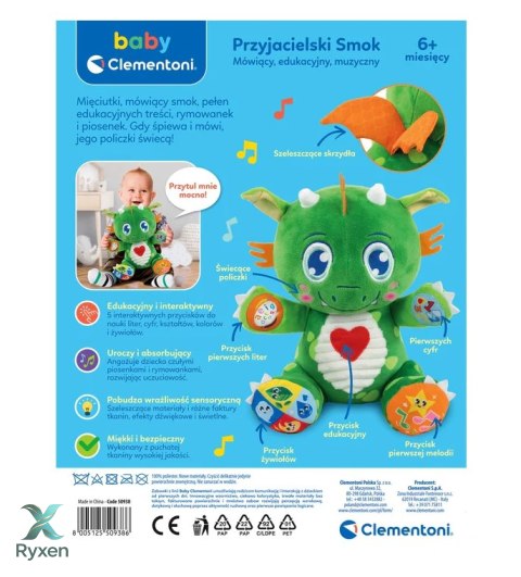 Edukacyjny Mówiący Muzyczny Przyjacielski Smok Język Polski Clementoni 50938 CLEMENTONI