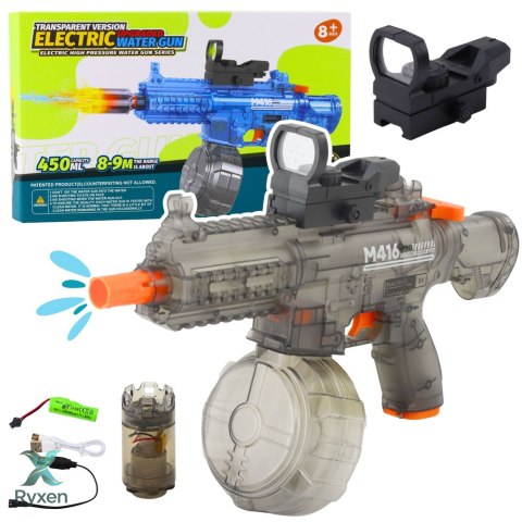 Elektryczny Pistolet Na Wodę M416 Podświetlany Celownik 450 ml 8-10 m LEAN TOYS