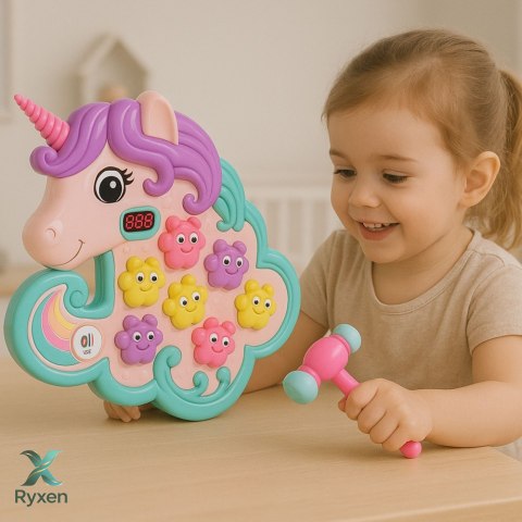 Gra Zręcznościowa Whac A Mole Jednorożec Kolorowy Światła Dźwięki LEAN TOYS