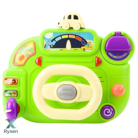 Kierownica Interaktywna Dla Dzieci Symulator Jazdy Światła Dźwięki Zielona LEAN TOYS
