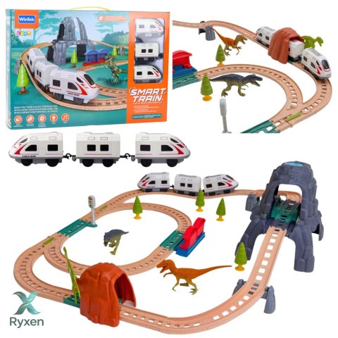 Zestaw Pociąg Kolejka Elektryczna Park Dinozaurów Światła Dźwięki 76 cm LEAN TOYS