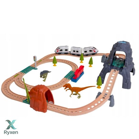 Zestaw Pociąg Kolejka Elektryczna Park Dinozaurów Światła Dźwięki 76 cm LEAN TOYS