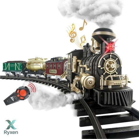 Kolejka Elektryczna Pociąg Klasyczny RC Światła Dźwięki Dym 206 cm 24 el. LEAN TOYS