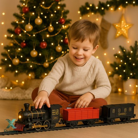Kolejka Elektryczna Pociąg Lokomotywa Wagony Tory Światła Dźwięki LEAN TOYS