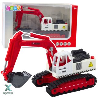 Koparka Gąsienicowa Metalowa Ruchoma Łyżka Obrotowa Kabina Światła Dźwięki LEAN TOYS