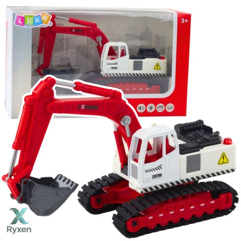 Koparka Gąsienicowa Metalowa Ruchoma Łyżka Obrotowa Kabina Światła Dźwięki LEAN TOYS