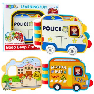 Książeczka Edukacyjna Interaktywna Pojazdy Światła Dźwięki Ruchome Elementy LEAN TOYS