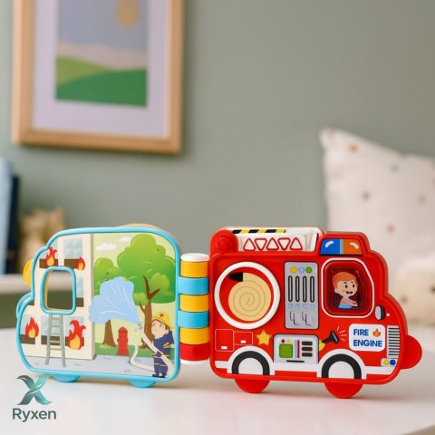 Książeczka Edukacyjna Interaktywna Pojazdy Światła Dźwięki Ruchome Elementy LEAN TOYS