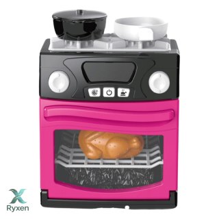 Kuchenka Zabawkowa Z Piekarnikiem Jedzenie Światła Dźwięki Różowa LEAN TOYS