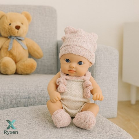 Lalka Bobas Niemowlak Różowe Ubranko Czapeczka Śliniaczek 18 cm LEAN TOYS