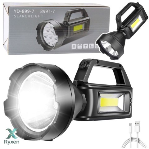 Latarka Turystyczna Robocza Reflektor LED 4 Tryby Powerbank LEAN